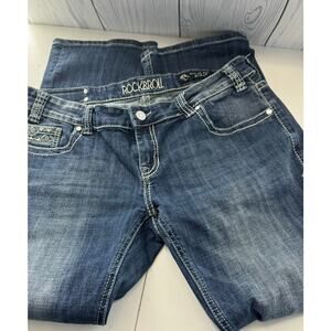 Rock & Roll Cowgirl Jeans Women's 34x30 Low Rise Bootcut Blue Stretch Denim Y2K